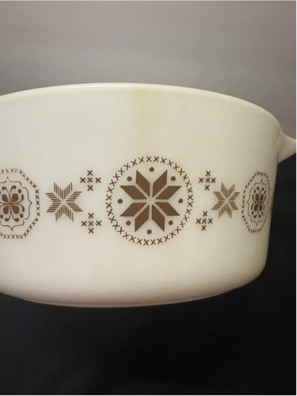 Fall Pyrex Dish 475-B Town Country Brown Snowflake 2½ qt Casserole Serving Bowl